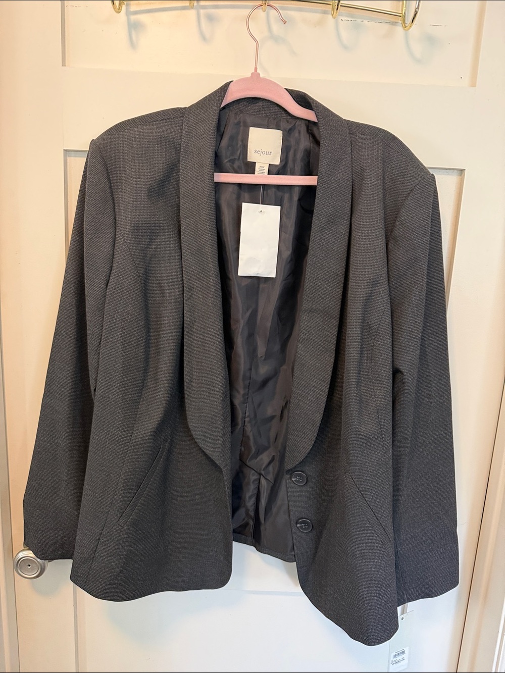 Sejour Women's Gray Button-Down Blazer Jacket NWT